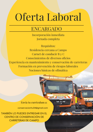 Imagen Oferta empleo Encargado en conservación de carreteras