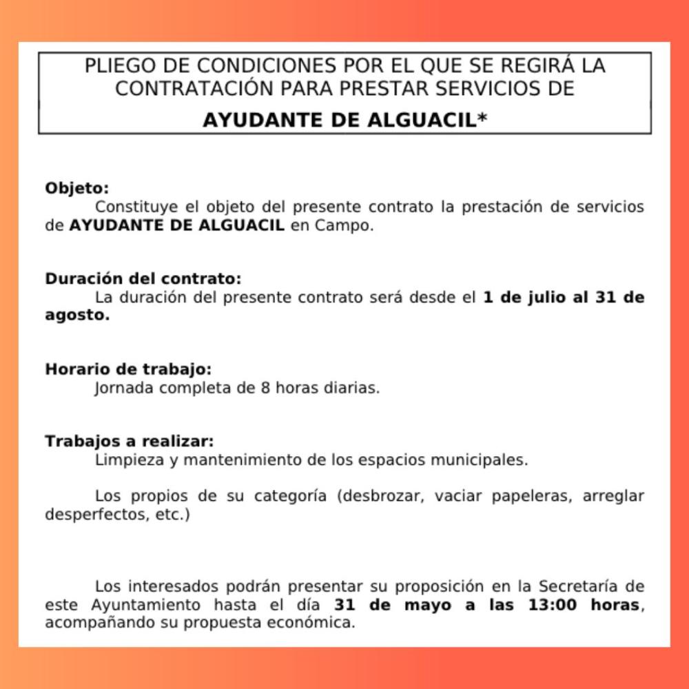 Imagen Pliego de condiciones ayudante de alguacil
