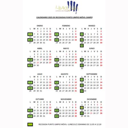 Calendario del Punto Limpio móvil