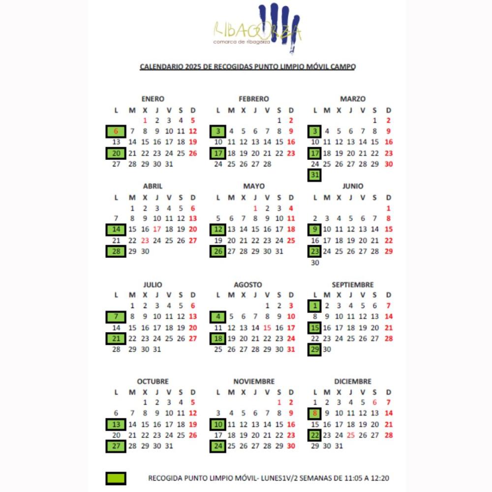 Imagen Calendario del Punto Limpio móvil
