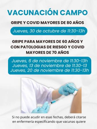Campaña de vacunación en Campo: Gripe y Covid