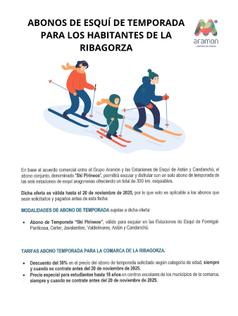 Abonos de esquí de temporada para los habitantes de Ribagorza