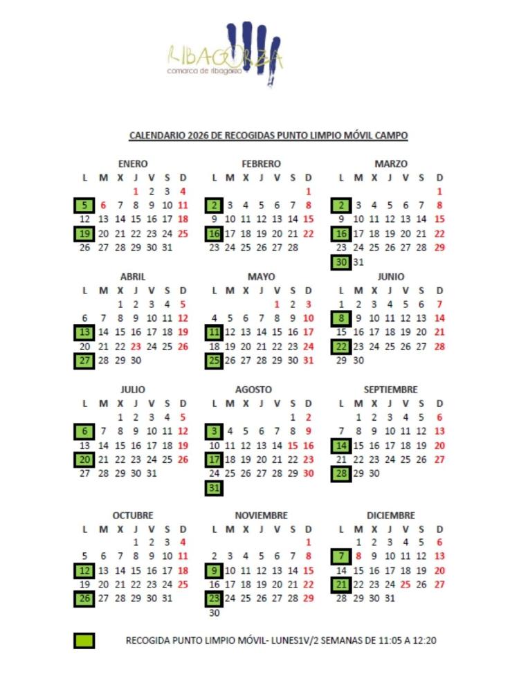 Imagen Calendario de recogida del punto limpio móvil en Campo del 2026